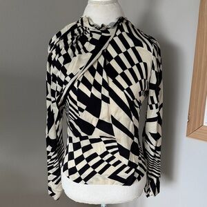 Zara Monochrome Abstract Turtleneck Sweater